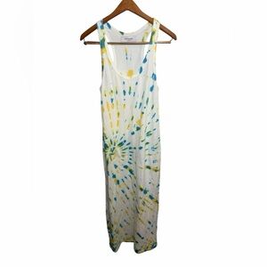 SPRWMN Tie-Dye Maxi Dress Tank White Blue Stretch L